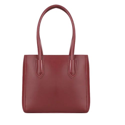 Lavenia Classic Red faux leather Hand Bag with Double Shoulder Straps