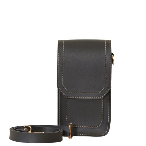 Lavenia Sleek Black Crossbody Phone Bag