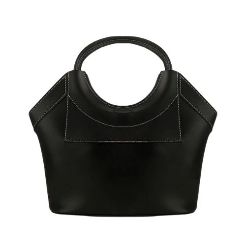 Lavenia Elegant Black Hand Bag with Rounded Handle