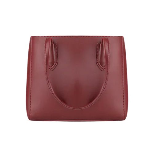 Lavenia Classic Red faux leather Hand Bag with Double Shoulder Straps