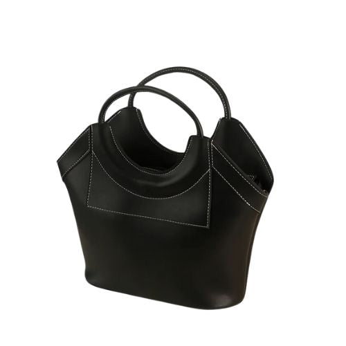 Lavenia Elegant Black Hand Bag with Rounded Handle