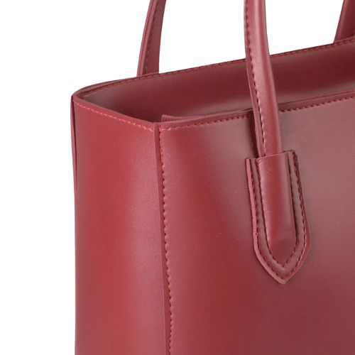 Lavenia Classic Red faux leather Hand Bag with Double Shoulder Straps